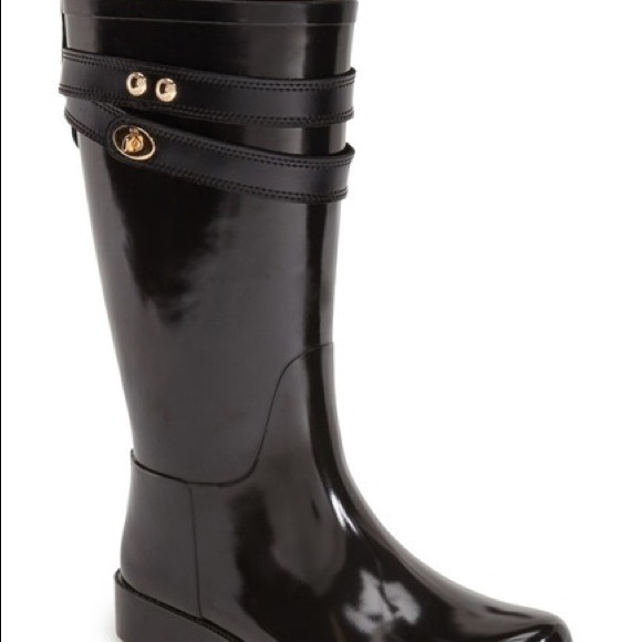 Black Tata shiny rubber/mar coach boot - Picture 2 of 2